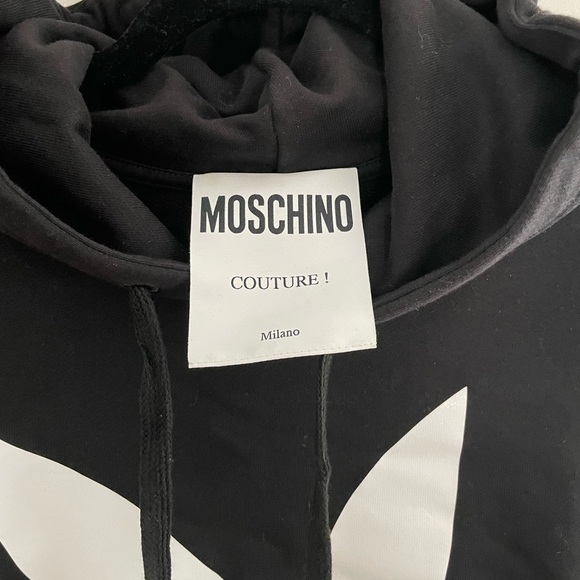 New* AW19 MOSCHINO Couture Jeremy Scott PLAYBOY GAYBOY Black Hooded Sweatshirt - Picture 1 of 5